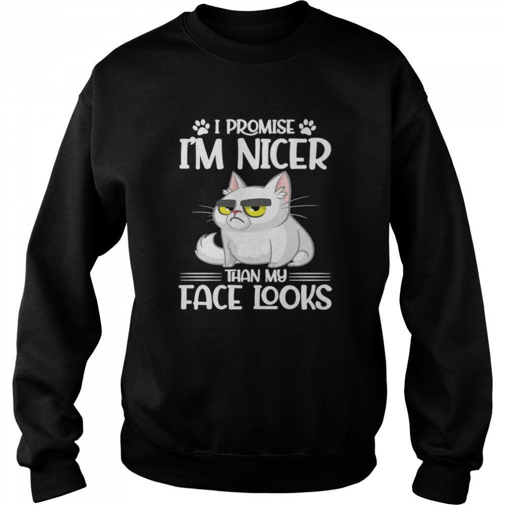 I Promise Im Nicer Than My Face Looks Cat Funny Sweatshirt